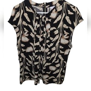 Liz Claiborn Floral Black and Cream Women's Top PXXL